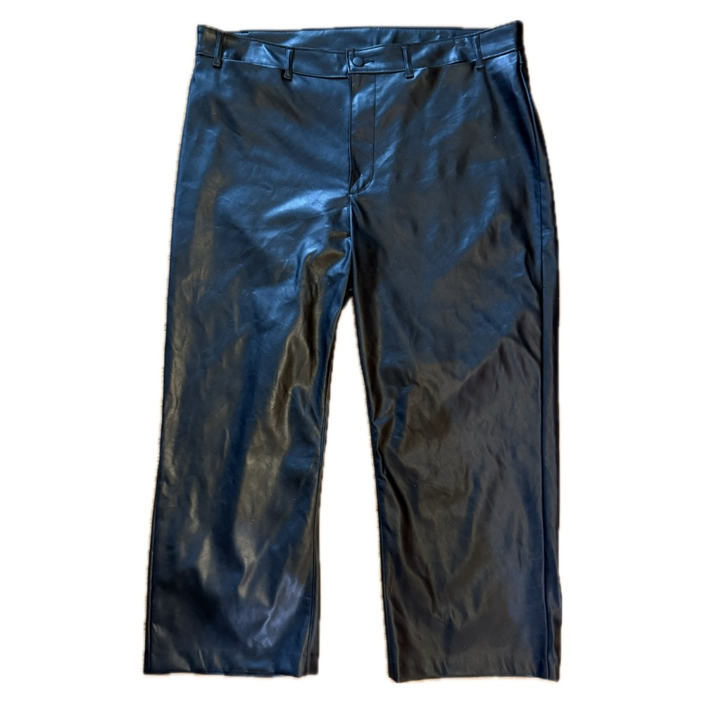 Old Navy High Rise Wide Leg Black Faux Leather Pants Size 18